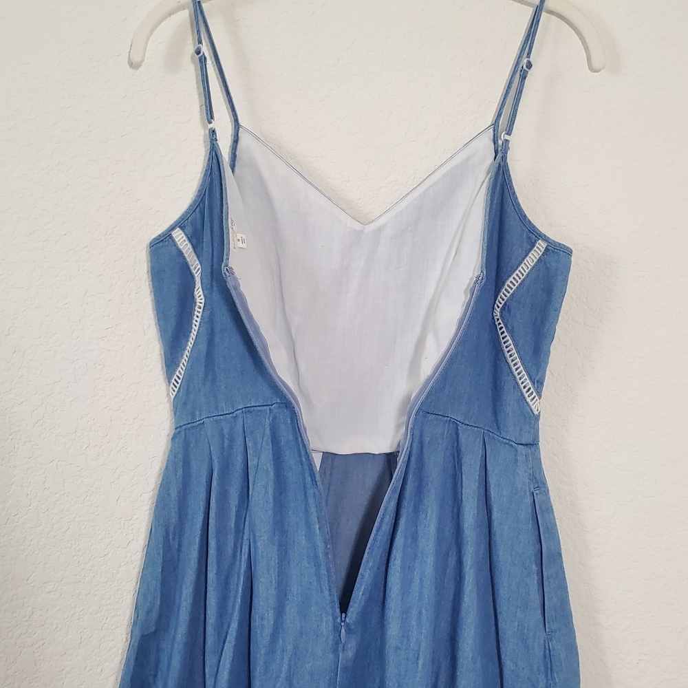 Maison Jules Denim Chambray Western Country Twee Fit and Flare Dress S Pockets - Picture 9 of 14